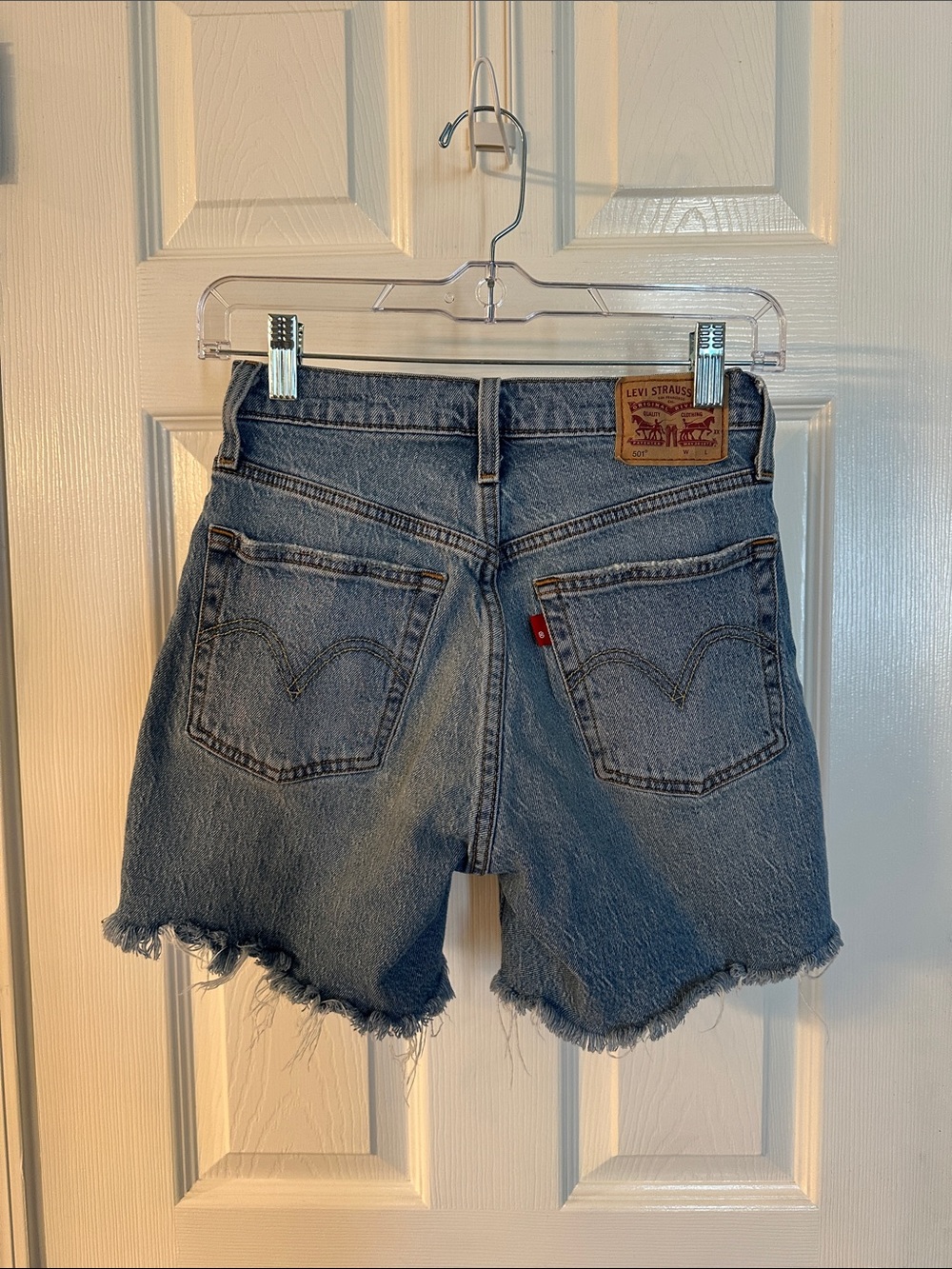 Levi's Women’s 501 Light Blue Frayed Hem Denim Shorts